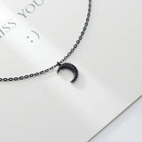 Adjustable Short Chain 925 Silver Zircon Moon Pendant Necklace