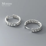 925 Silver Big Link Lock Chain Ear Buckles Geometric Earrings Gift