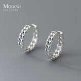 925 Silver Big Link Lock Chain Ear Buckles Geometric Earrings Gift