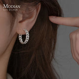 925 Silver Big Link Lock Chain Ear Buckles Geometric Earrings Gift