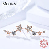 925 Silver CZ Star Stud Earrings Stackable Women Jewelry Gift