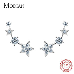 925 Silver CZ Star Stud Earrings Stackable Women Jewelry Gift