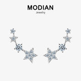 925 Silver CZ Star Stud Earrings Stackable Women Jewelry Gift