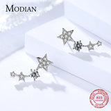 925 Silver CZ Star Stud Earrings Stackable Women Jewelry Gift