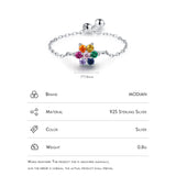 925 Silver Rainbow CZ Adjustable Chain Ring For Women