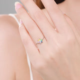 925 Silver Rainbow CZ Adjustable Chain Ring For Women
