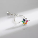 925 Silver Rainbow CZ Adjustable Chain Ring For Women