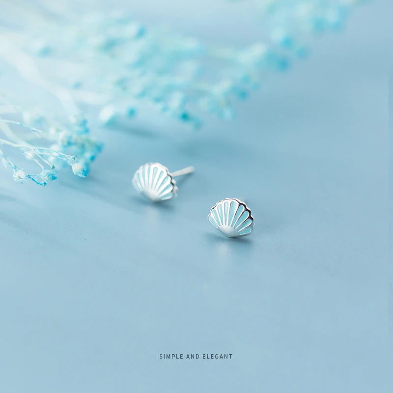 Tiny Shell Stud Earring 925 Sterling Silver Animal Ear Pin