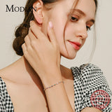 Bohemia Style Charm Chain Bracelet 925 Sterling Silver Rainbow CZ