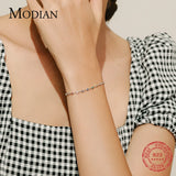 Bohemia Style Charm Chain Bracelet 925 Sterling Silver Rainbow CZ