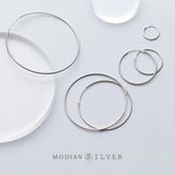 925 Silver Hoop Earrings Classic Round Charm Collection Big Women's Jewelry