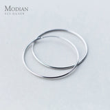925 Silver Hoop Earrings Classic Round Charm Collection Big Women's Jewelry