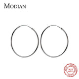 925 Silver Hoop Earrings Classic Round Charm Collection Big Women's Jewelry
