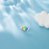 Colorful Enamel Candy Pendant Necklace 925 Sterling Silver Fine Jewelry
