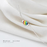 Colorful Enamel Candy Pendant Necklace 925 Sterling Silver Fine Jewelry