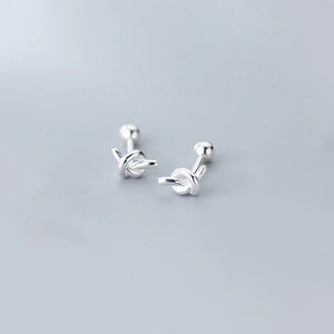 Tiny Knot Stud Earring 925 Sterling Silver Geometric Ear Studs