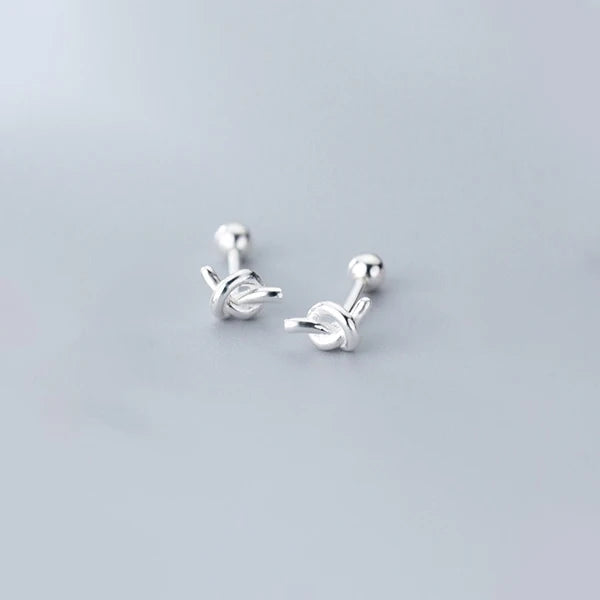 Tiny Knot Stud Earring 925 Sterling Silver Geometric Ear Studs
