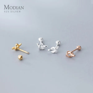 Tiny Knot Stud Earring 925 Sterling Silver Geometric Ear Studs