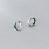 925 Silver Oval Stud Earring for Women Geometric Ear Studs