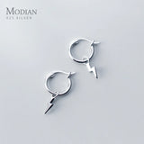 Lightning Minimalism Hoop Earring 925 Sterling Silver Fine Jewelry