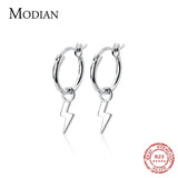 Lightning Minimalism Hoop Earring 925 Sterling Silver Fine Jewelry