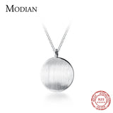 925 Sterling Silver Geometric Round Pendant Necklace for Women