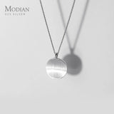 925 Sterling Silver Geometric Round Pendant Necklace for Women