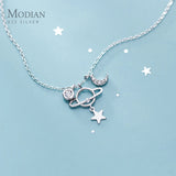 Zircon Stars Moon Planet Pendant Necklace 925 Sterling Silver