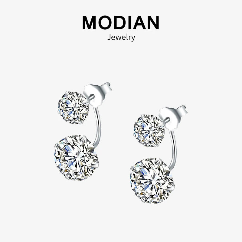 925 Silver CZ Ear Jacket for Women Wedding Crystal Jewelry