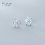 Snowflake Stud Earring 925 Silver 3 Ear Pin Fine Jewelry