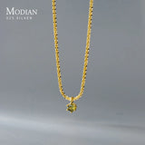 925 Silver Olive Green CZ Choker Necklace Pendant Chain