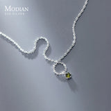 925 Silver Olive Green CZ Choker Necklace Pendant Chain