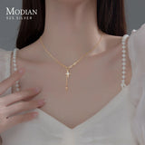 925 Silver Stars Cross Lock Chain Pendant Necklace for Women