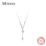 925 Silver Stars Cross Lock Chain Pendant Necklace for Women