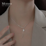 925 Silver Stars Cross Lock Chain Pendant Necklace for Women