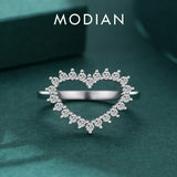 925 Silver Heart Ring Clear CZ Women Fine Jewelry Anniversary Gift