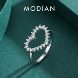 925 Silver Heart Ring Clear CZ Women Fine Jewelry Anniversary Gift