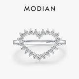 925 Silver Heart Ring Clear CZ Women Fine Jewelry Anniversary Gift