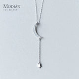 925 Silver CZ Moon Chain Necklace For Women Wedding