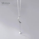 925 Silver CZ Moon Chain Necklace For Women Wedding