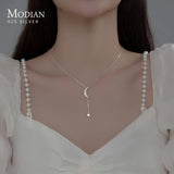 925 Silver CZ Moon Chain Necklace For Women Wedding