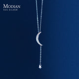 925 Silver CZ Moon Chain Necklace For Women Wedding