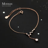 925 Silver Galaxy Stars CZ Chain Bracelet Women Jewelry