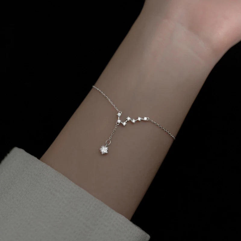 925 Silver Galaxy Stars CZ Chain Bracelet Women Jewelry