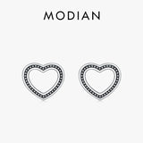 925 Silver Heart Stud Earrings Vintage Pattern Ear Studs