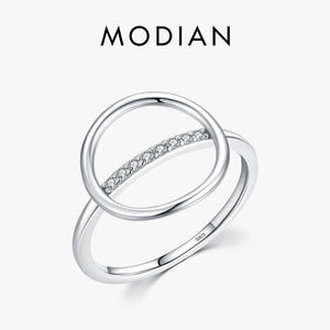 925 Sterling Silver Round Ring Clear Zirconia Geometric Wedding Gift