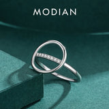 925 Sterling Silver Round Ring Clear Zirconia Geometric Wedding Gift