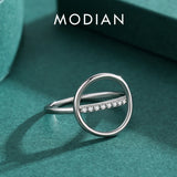 925 Sterling Silver Round Ring Clear Zirconia Geometric Wedding Gift