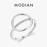 925 Sterling Silver Round Ring Clear Zirconia Geometric Wedding Gift