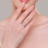 925 Sterling Silver Round Ring Clear Zirconia Geometric Wedding Gift